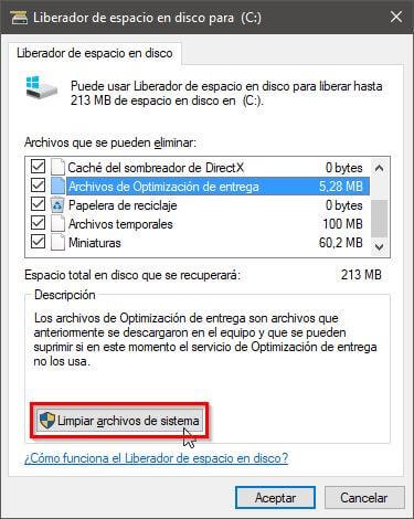Eliminar archivos anteriores de sistema en Windows 10