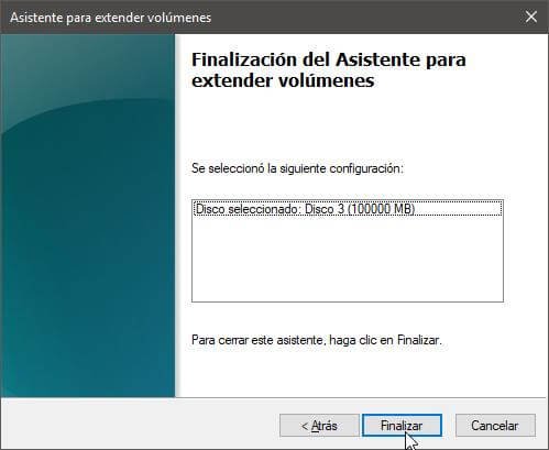 Extender partición disco Windows
